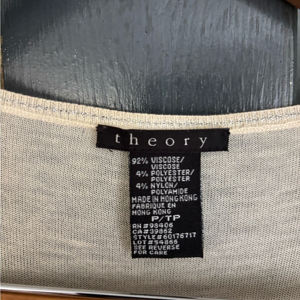 Theory Cream Deep V-Neck Sleeveless Knit Camisole - Picture 2 of 5